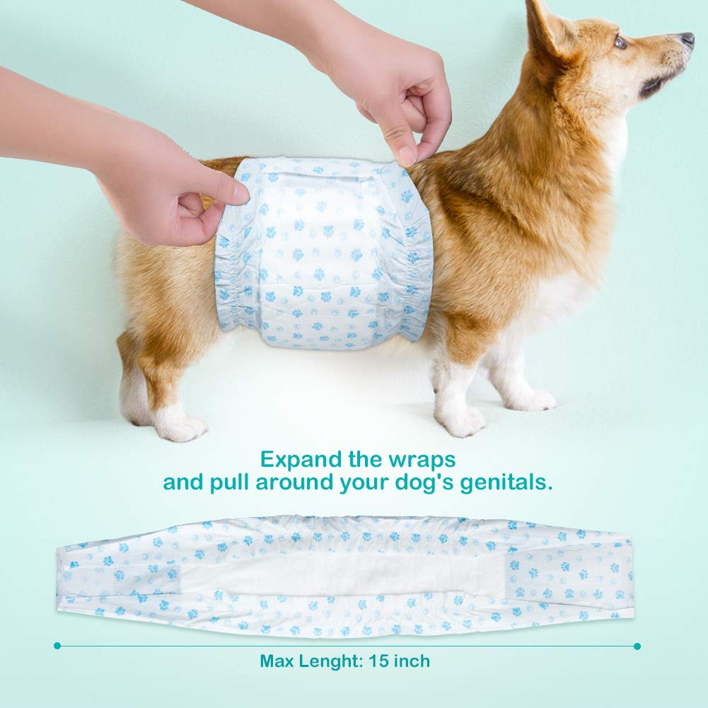 Pannolini usa e getta per cani maschi confezione da 26 XS, pannolini avvolgenti per cani maschi, con vita 15-33 cm, cucciolo extra piccolo