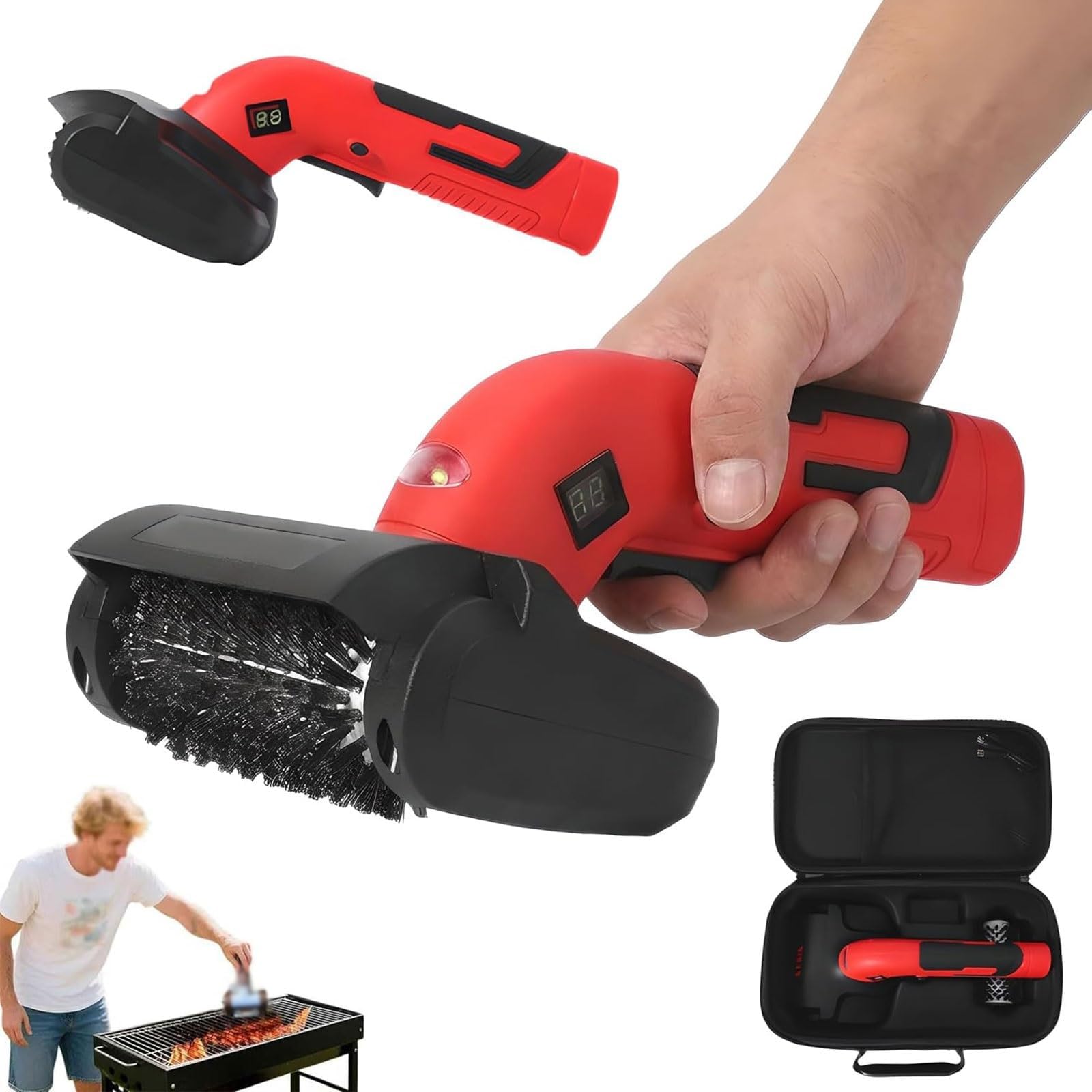 Eiwitany Cordless Electric BBQ Scrubber Equipped with Interchangeable Brush Heads, Heavy-Duty Rotary Cleaner for Outdoor Barbecue Grills
