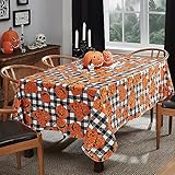 Newbridge Halloween Jack O Lantern Pumpkin Farm 60 x 84 Inch Rectangle Vinyl Tablecloth with Flannel Backing