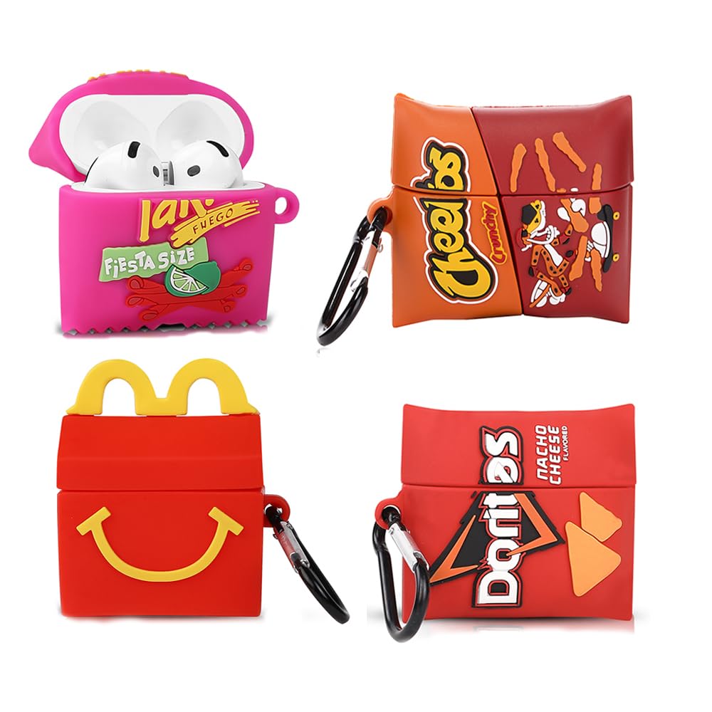 (4 Pack) Cute Case for AirPods 4 Earbuds (2024), XMBYGY Silicone Cartoon Charging Case Shockproof Protective Headphones Cover with Carabiner for Man