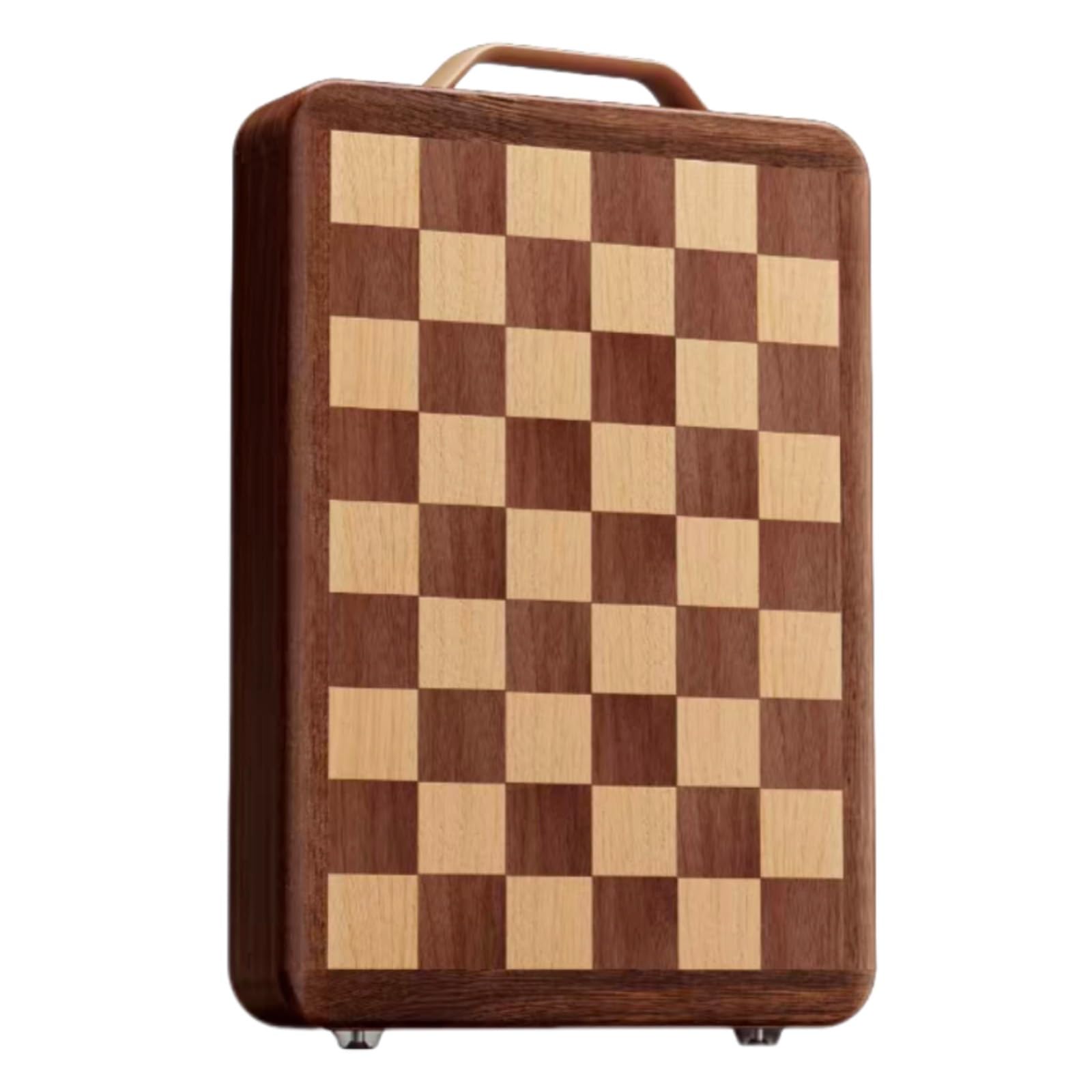 Tagliere da Cucina, Legno Massiccio di Acacia, 40x30 Cm, Antitaglio, con Scanalatura, A Scacchiera, Marrone(33 * 22 * 2.5cm)