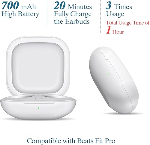 Miniatura 3 de Jinstyles Funda de carga inalámbrica compatible con Beats Fit Pro, cargador portátil de repuesto con botón de sincronización de emparejamiento