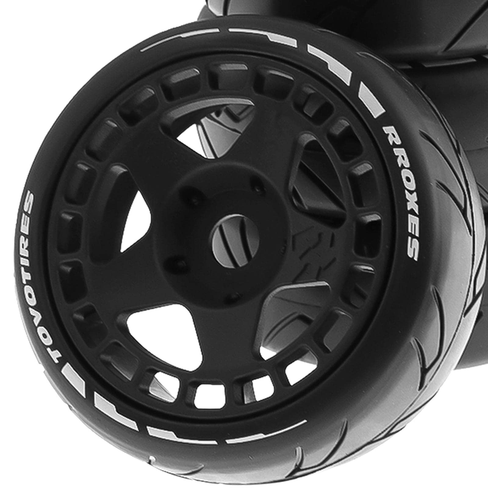Baoblaze 4X RC Car Nabe Felge Und Reifen 1:8 1:7 Gummi für RC Road Buggy Car, Schwarz