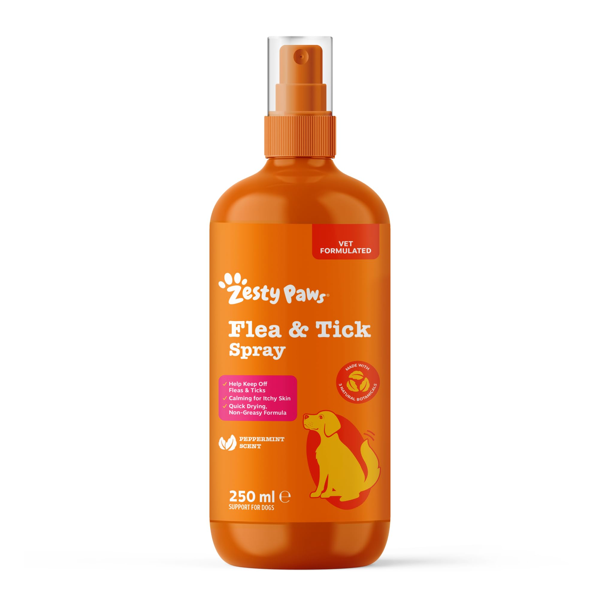 Zesty Paws Flea & Tick Spray for Dogs | Naturally Deters Pests & Eggs, Soothes Itch & Irritated Skin, Supports Healthy Coat | With Cedarwood, Clove, Rosemary & Peppermint Oil, 250ml