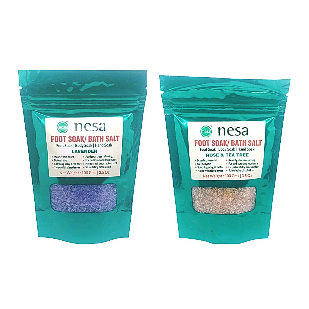 Bath Salt / Foot Soak Salt Combo [ Pack of 2] | Rose & Tea Tree + Lavender (100 Gms each) | Muscle pain relief | Anxiety and stress relieving | Dry, cracked feet care | For Manicure And Pedicure | Self-Care & Relaxation | Detoxifying | Skin Cleansing and Moisturizing-image-25
