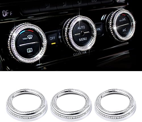 LECART Accesorios brillantes para automóvil aptos para Volkswagen Arteon Altas Passat Tiguan Golf CC Glitter AC Knob Covers Auto Interior Decor Trim