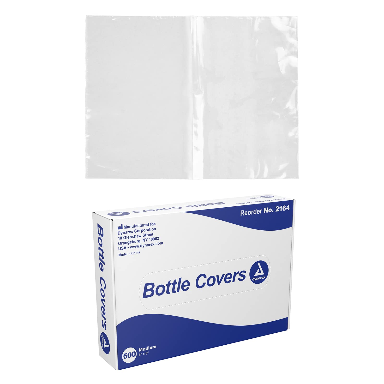 Dynarex Bottle Covers, Transparent Disposable Plastic Bags for Protecting Bottles, Non-Sterile & Latex-Free, Medium 6x8, 1 Box of 500 Bottle Covers (