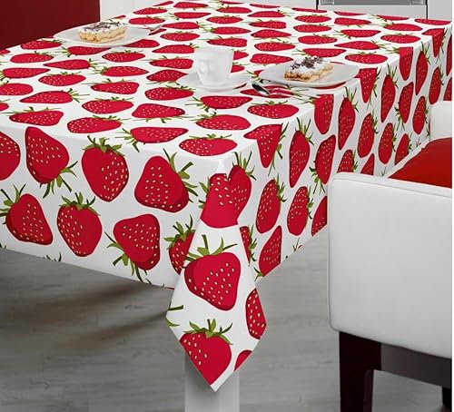 Mantel de Hule Estampado con Fresas Antimanchas