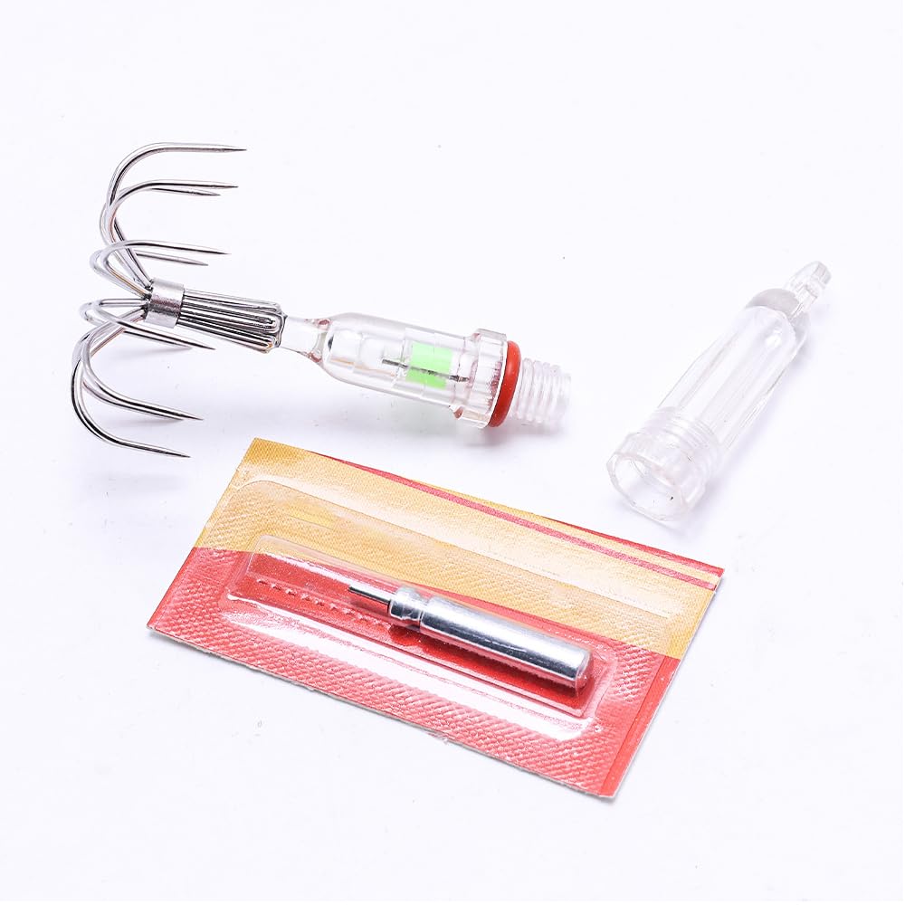 Ami da Esche Luminose da Pesca, Gancio di Esca in Acciaio ad Alto Tenore di Carbonio per Polpi, Ganci Spinato Amo LED Artificiali per Acqua Dolce e Salata