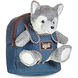 Toddler Kids Backpack w Husky Toy Wolf Stuffed Animal Plush Toys for 3 4 5 6 7 Year Old Girls Boys – Gifts for 3 4 5 6 7…