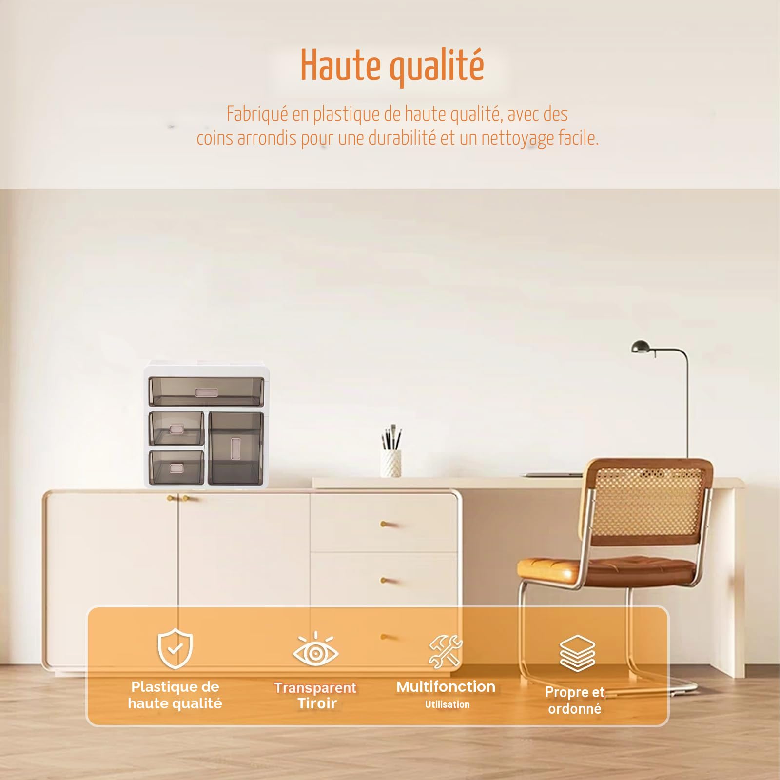 Boîte à Pharmacie 4 Tiroirs Transparents,avec Système de Tri | Rangement Médicaments Portable,Organiseur pour Vitamines, Cosmétiques, Bijoux, Maison Bureau