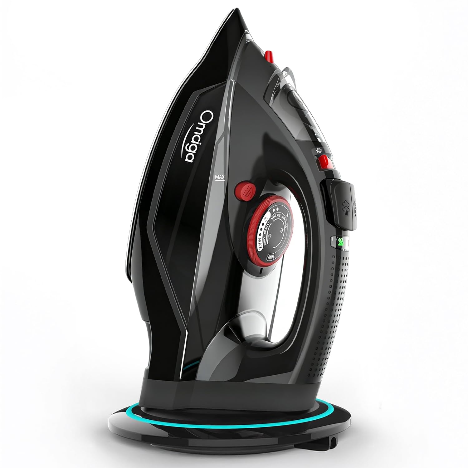 1500 W Cordless Iron with Steam, Wireless Iron for Clothes with 350 ml Water Tank, Drip-Free Iron with Ceramic Sole and 3 Temperature Settings, Colour