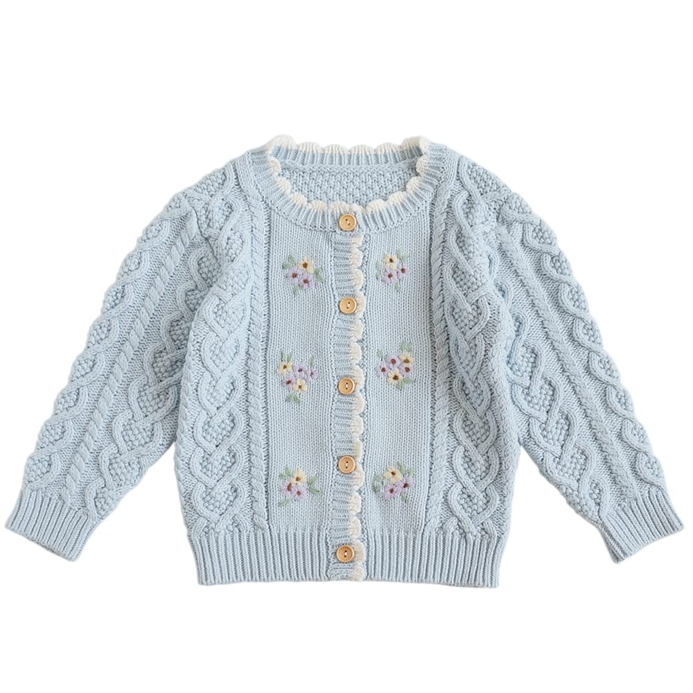 chengchuangBaby Girls Knitted Cardigan Sweater Crewneck Knit Crochet Button Closure Cardigan Tops Coat Outwear for Toddler