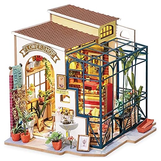 Miniatyr DIY Miniatyr Dollhouse med möbeluppsättning med LED, Tiny Building House Kit, Trä växthus kit, bästa present till barn
