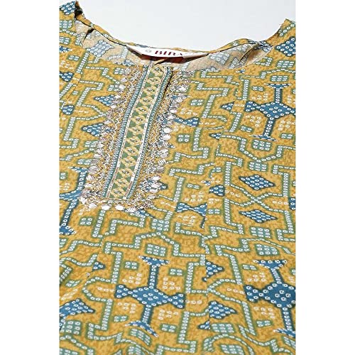 Image of BIBA Women Rayon Kalidar Printed Suit Set