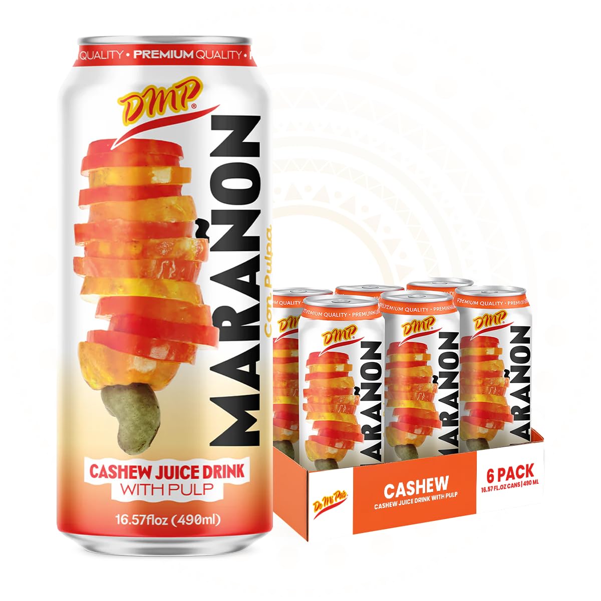 De Mi Pais Cashew Juice with Pulp, Premium Quality, Marañon Juice Content, Refreshing Fruit Beverage, Perfect for Groceries, Canned Organic Juice, Delicious Drinks, Size 16.57 Fl Oz, 6-Pack