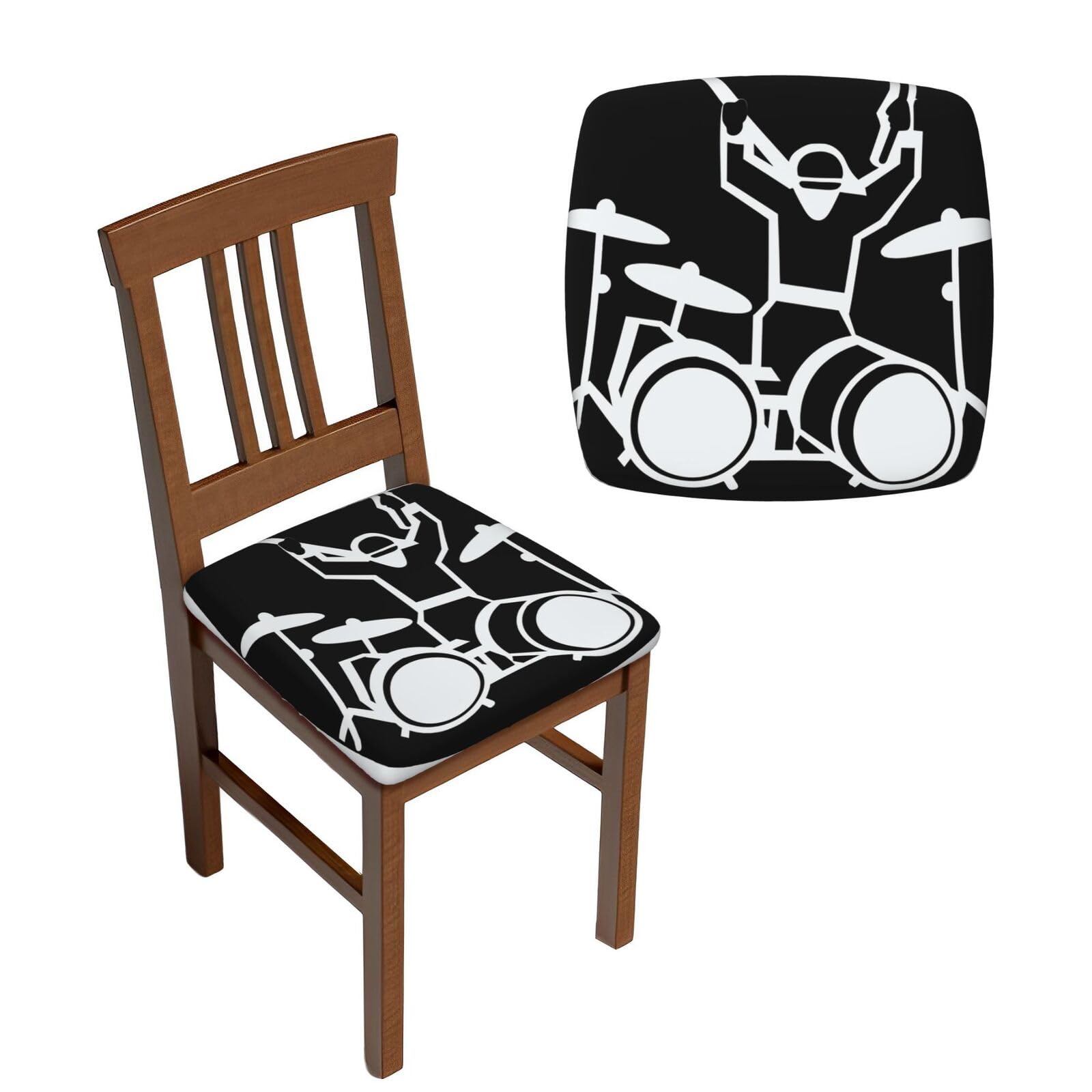 FodPand 2PCS Dining Chair Covers for Dining Room Drummer Chair Seat Cover Stretch Parsons Chair Slipcover Removable Washable Seat Cushion Slipcovers Cover for Kitchen Office