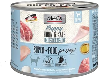 Macs Dog Puppy 6 x 200 g Chicken & Veal | Made in the Eifel | Very High Meat Content 99% | Wet Food for Puppies in Practical 200 g Tin product image