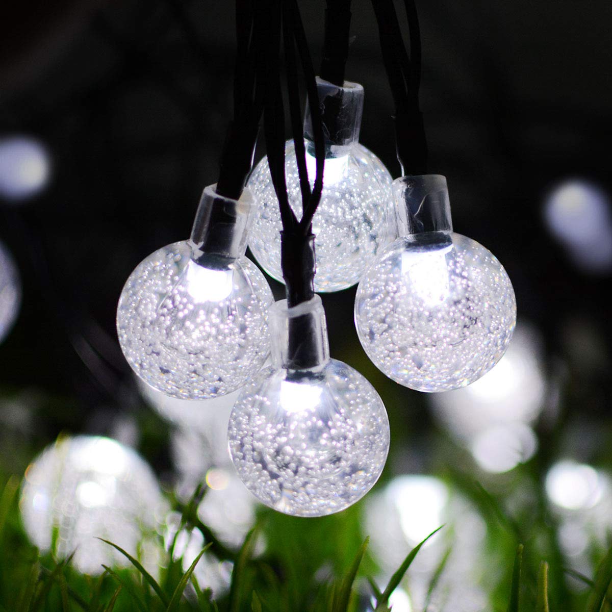 Guirlande Lumineuse Solaire Extérieure 6,5m - 30 LED Multicolores Avec Boules De Cristal - 8 Modes, IP65 - Pour Jardin, Mariage, Terrasse
