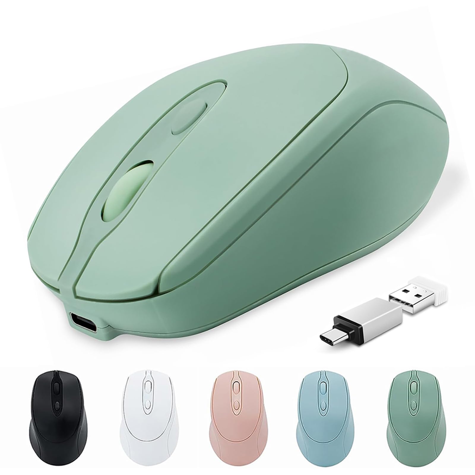Bluetooth Wireless Mouse USB C for MacBook Air Pro/Computer/Laptop, Wireless Bluetooth Rechargeable USBC Mouse Compatible with Mac Book/iMac/iPad/Surface Pro PC Desktop Silent Ergonomic Mouse
