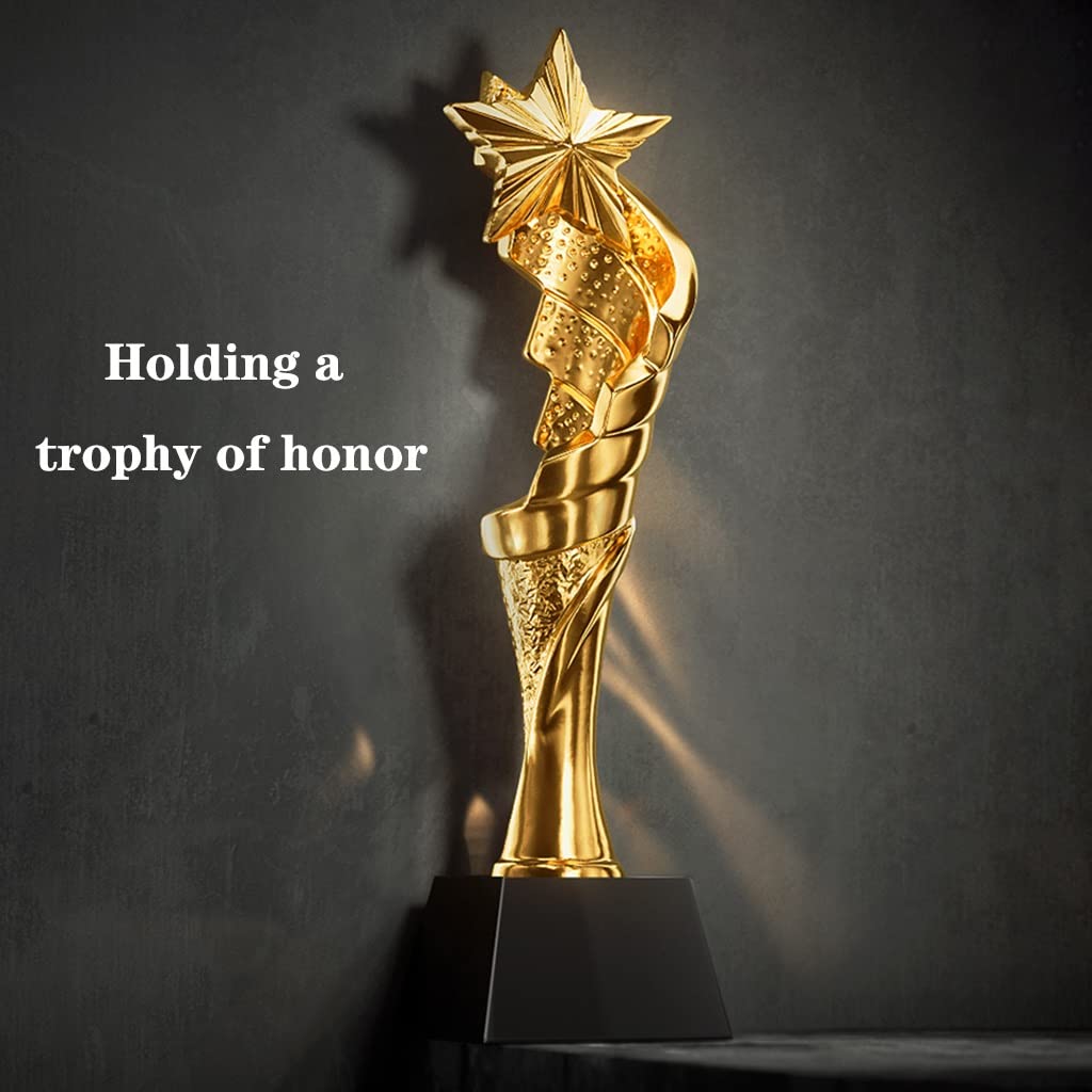 Trophées Trophée en Résine Cinq Étoiles Dorées Trophée du Championnat du Concours De Chant Et De Danse Excellents Prix Et Cadeaux pour Les Employés Trophée d'honneur des Champions Coupes
