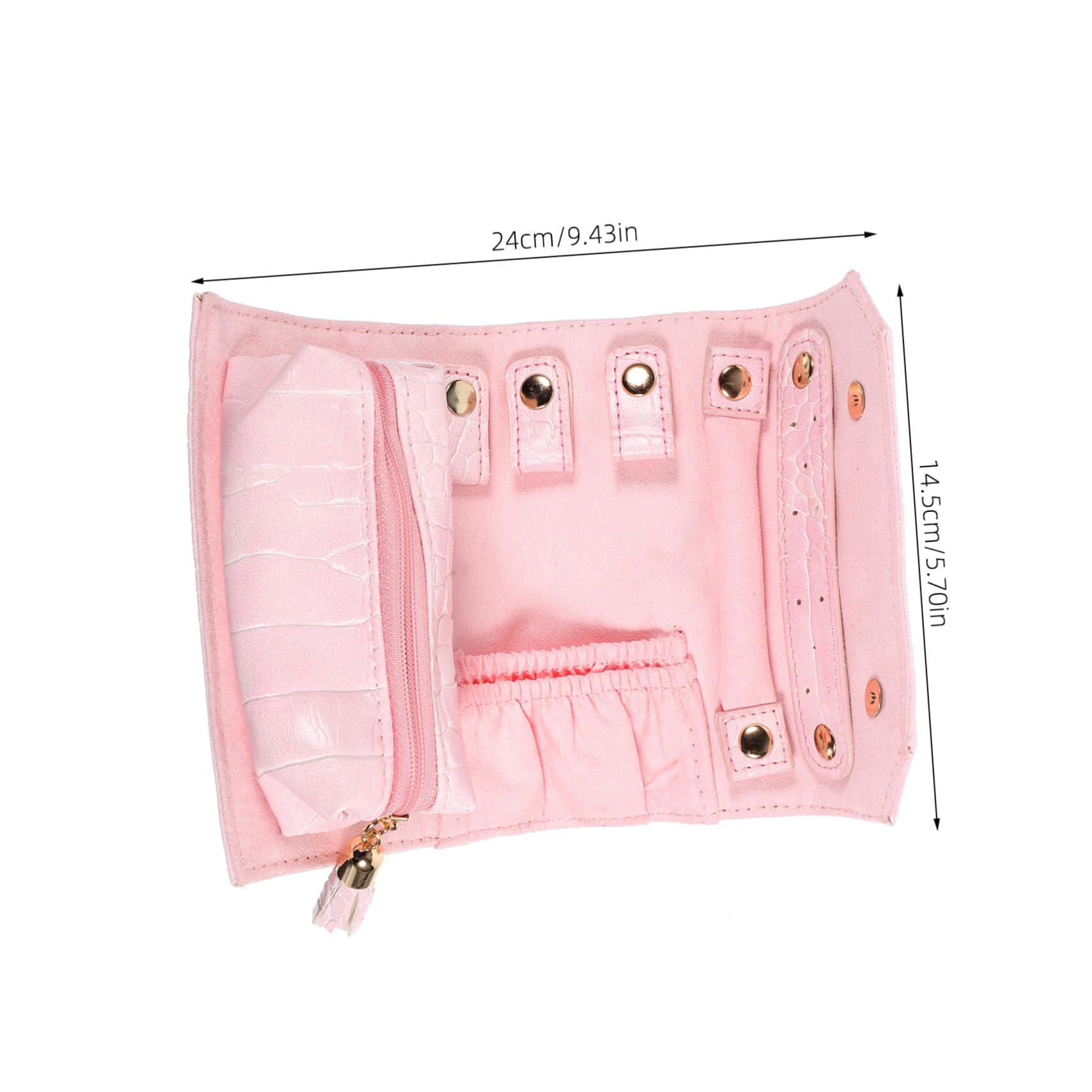 OUNONA Roll Jewelry Storage Roll Bag Travel Jewelry Pouch Jewelry Bag Jewelry Holder Velvet Small Jewelry Organizer Portable Bag Storage Organizer Jewelry Container Pink Flannel