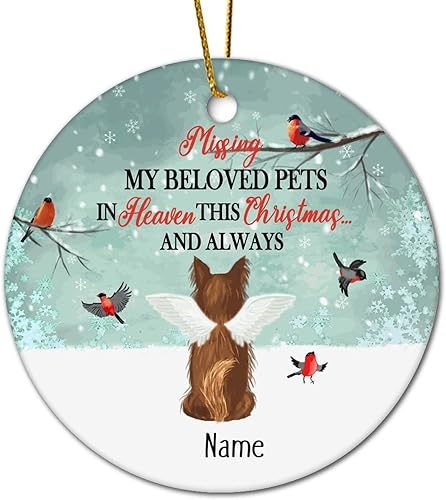Miniatura 4 de Miss My Beloved Pets in Heaven Ornament Custom Pet Ornaments Xmas Circle Ceramic Ornament Personalized Dog Keepsake Pet Memorial Gift, Pet Loss