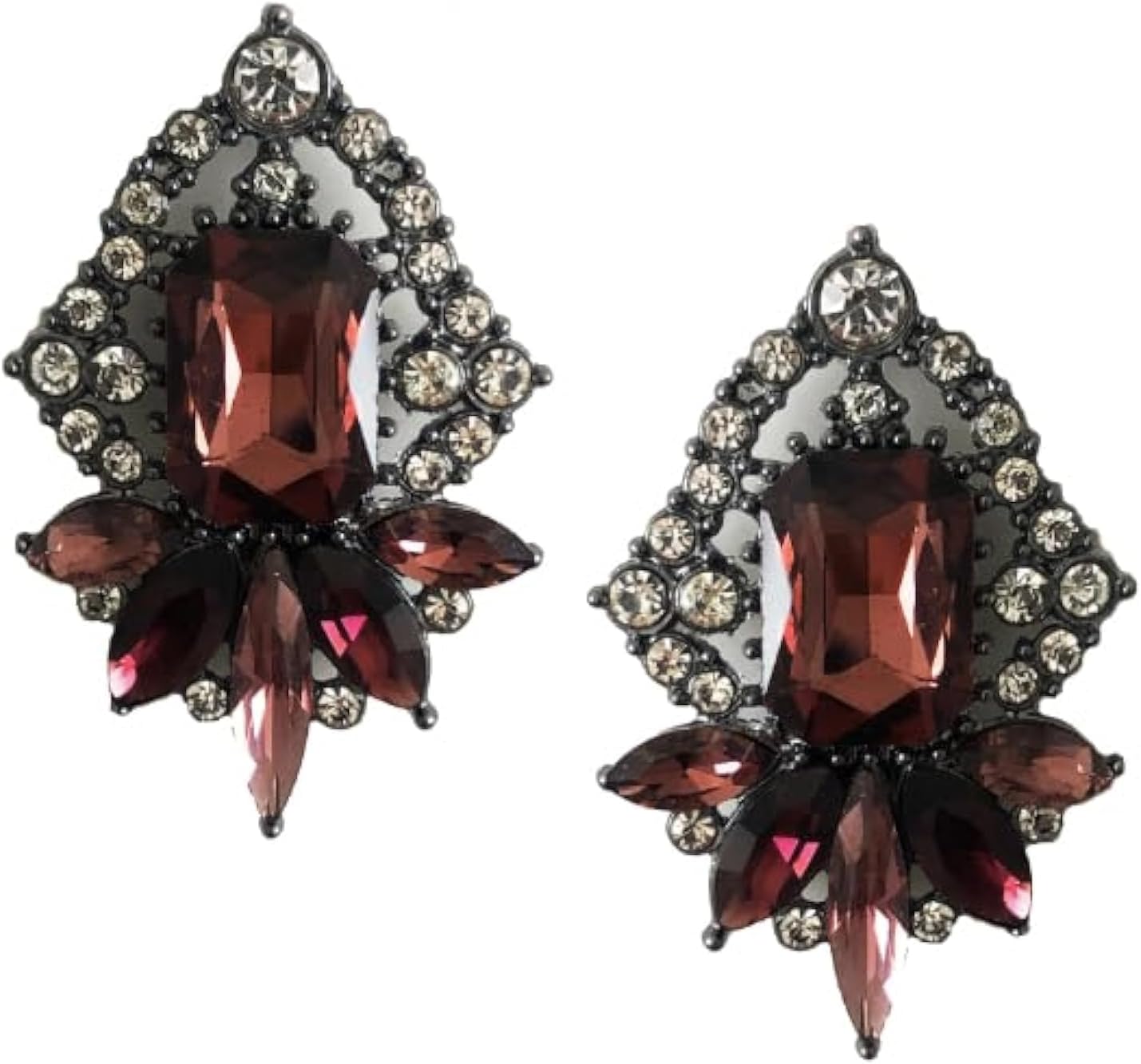 アールデコ アンティーク ギャツビー ヴィンテージスタイル レーズン ワイン パープル ブラウン スモーキー トパーズ ラインストー