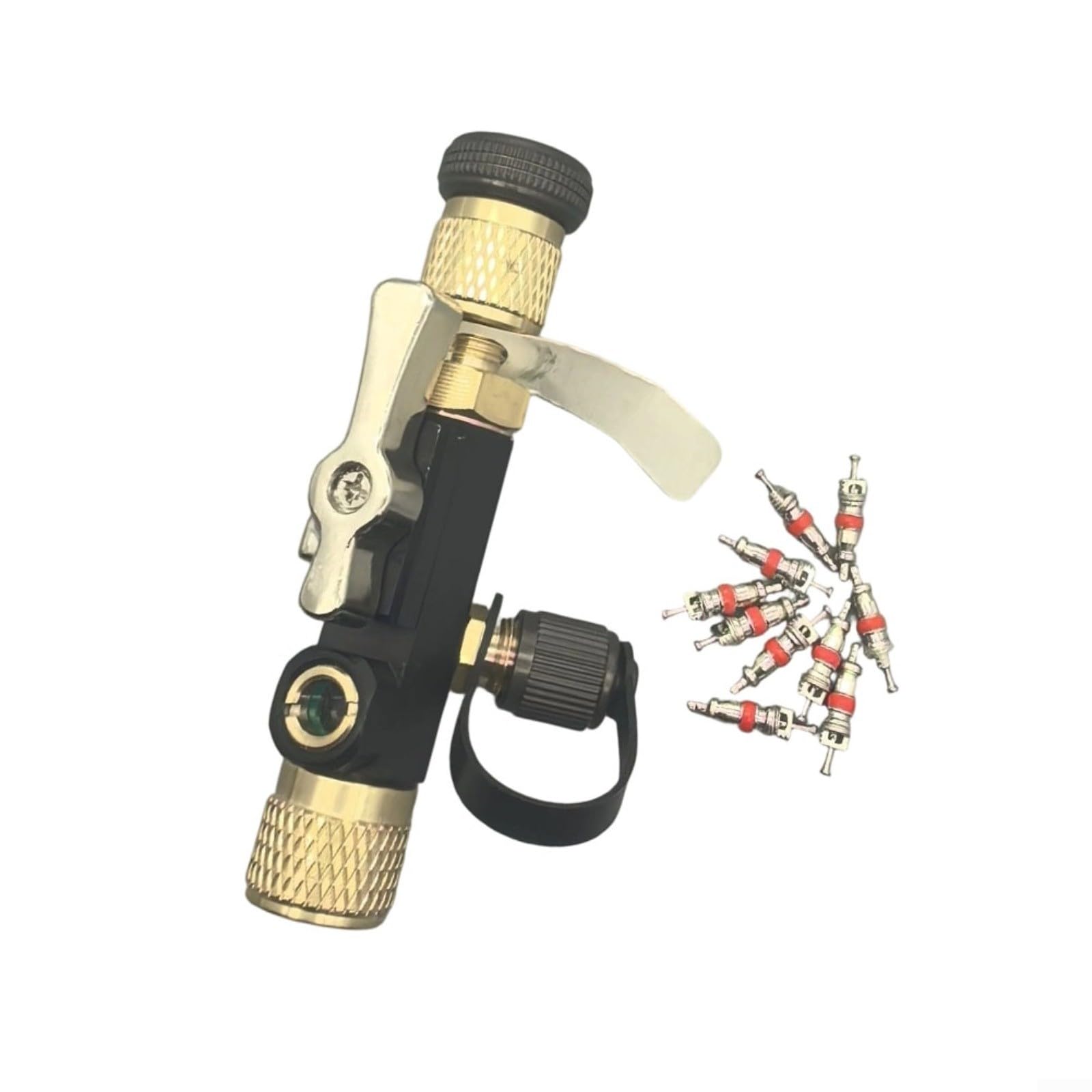 Kupferlegierung Dual Valve Core Removal Tool für R22 Systeme, inklusive Schauglas und 50 Ventilnadeln, magnetisches AC Reparaturset