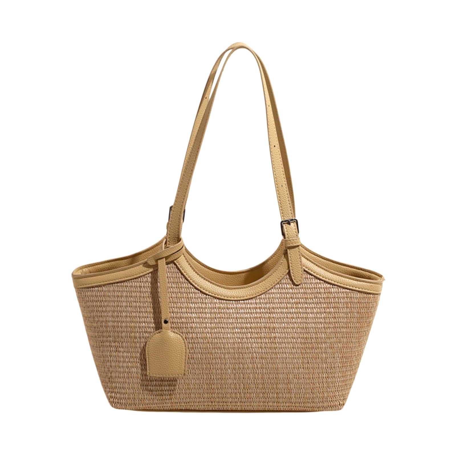 Sac de plage en paille jaune style aile grand sac cabas épaule femme