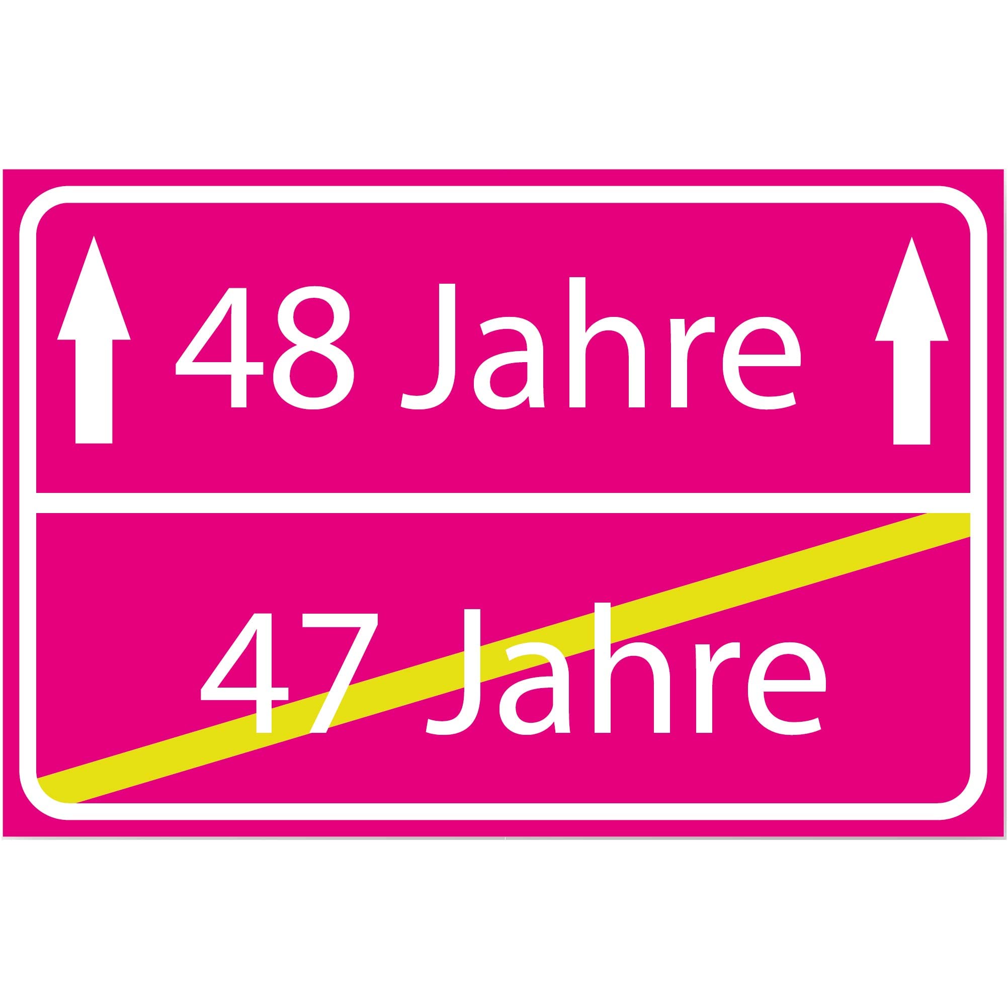 INDIGOS UG - 48 Jahre Geburtstag Schild Deko für Party - 80x60cm - PVC 5mm pink - Ortsschild Herzlichen Glückwunsch - Spruch - Ortsschild Design Deko Geschenkidee 48. Birthday