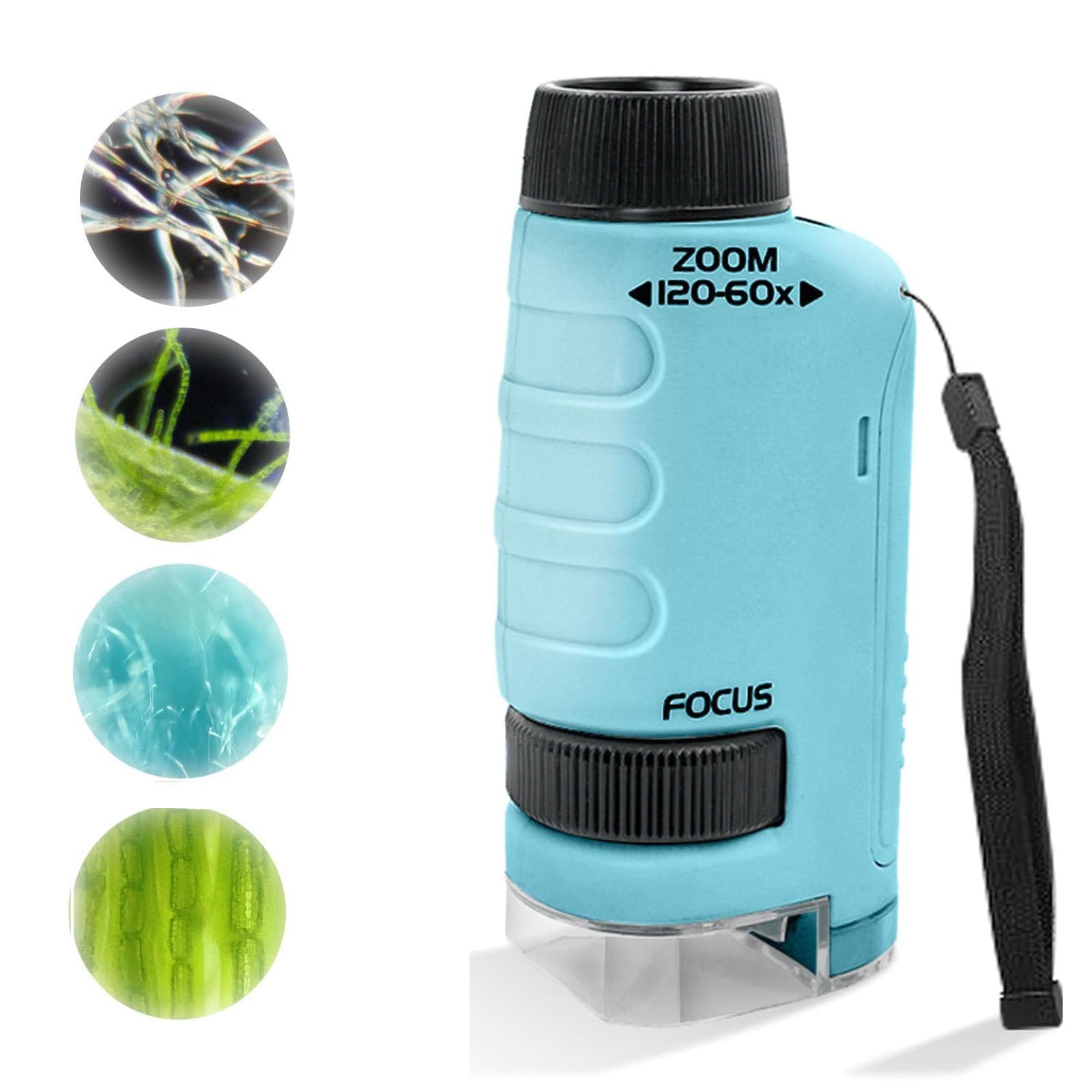 COOLive Miniscope for Kids, 60x-120x Portable Mini Scope for Scientific Experiments - Blue