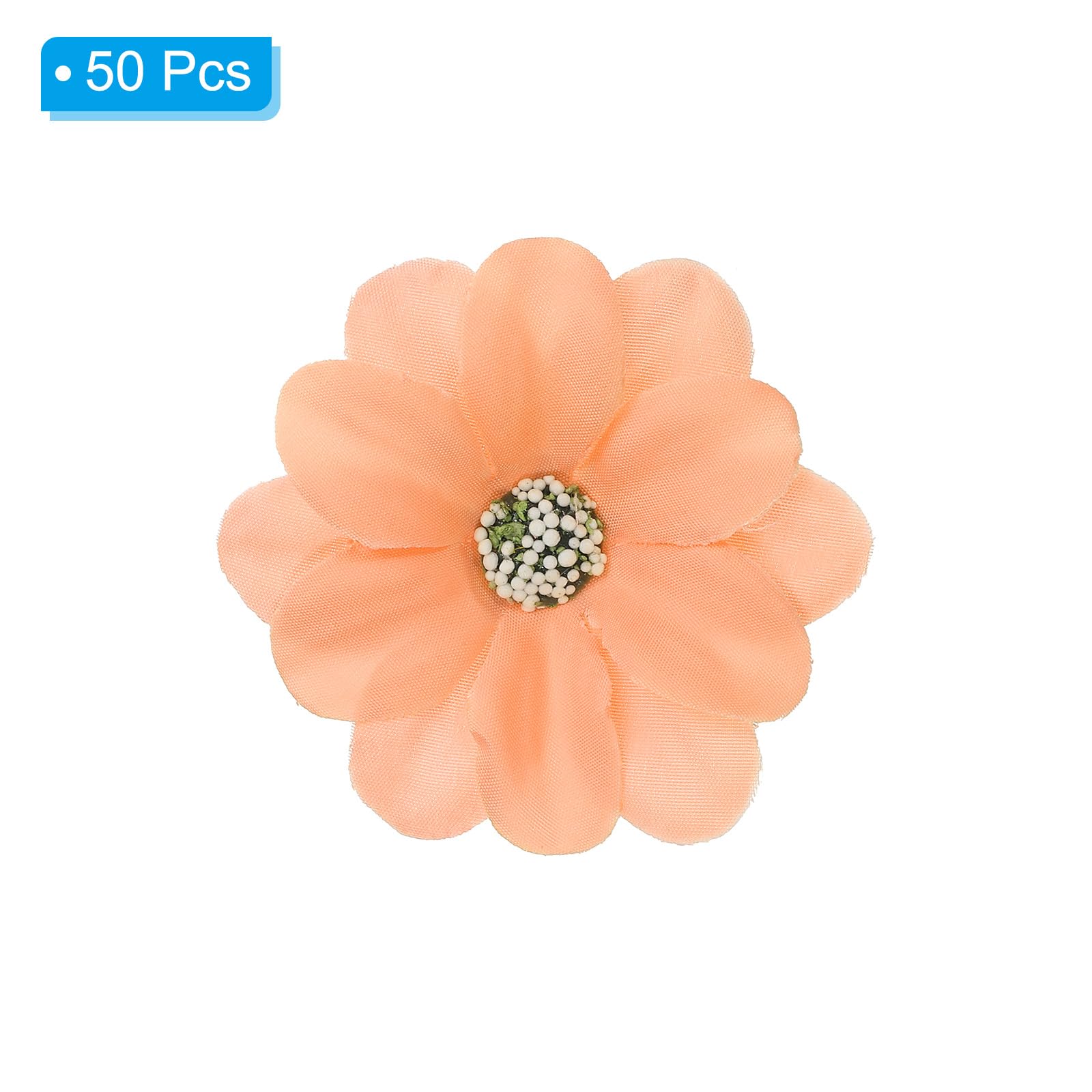 PATIKIL Faux Flower Heads for Crafts 50 Pcs Fake Chrysanthemum Blossom Head Bulk Mini Artificial Silk Flowers Embellishments for Wreath Wedding Party Decoration Orange - Image 3