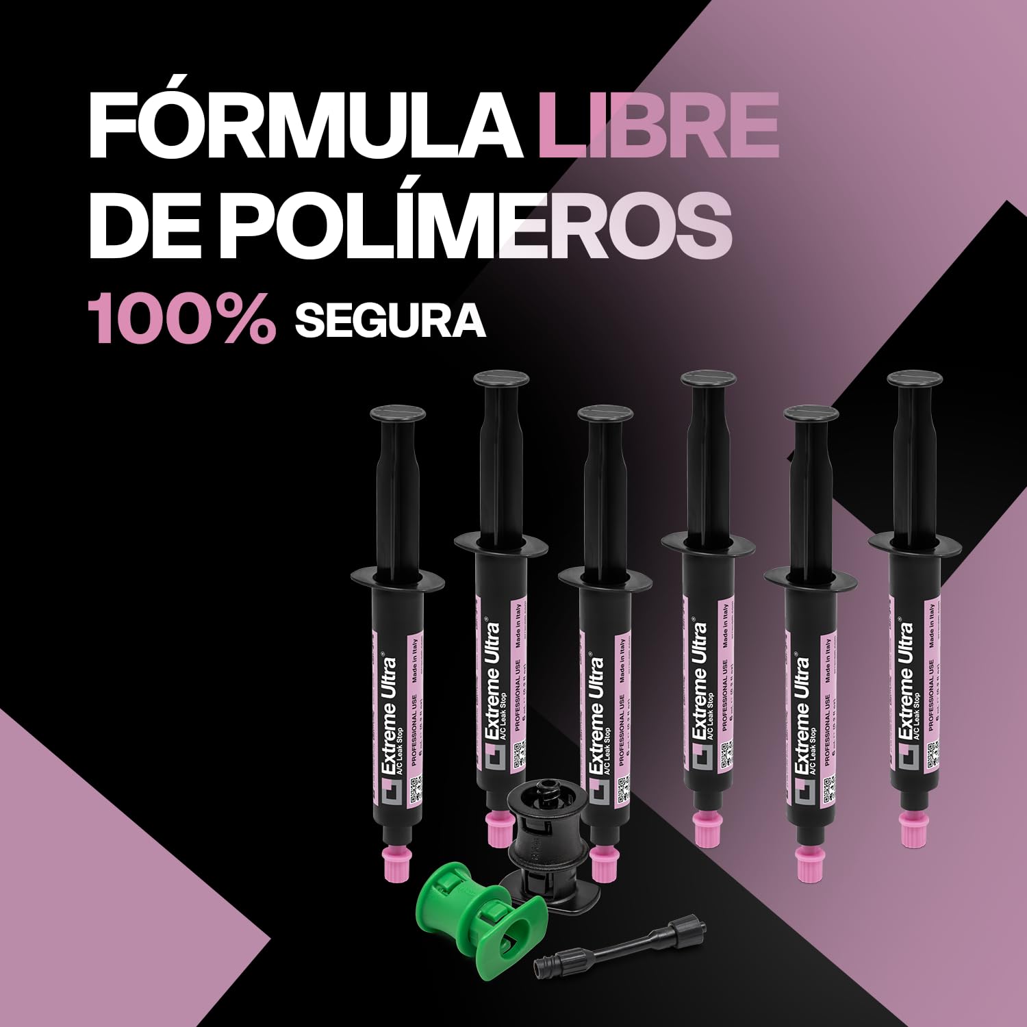 ERRECOM Extreme Ultra - 6 x 6 ml, Sellador de Fugas para Sistemas de Aire Acondicionado de Automóviles, incluye les adaptadores R134a y R1234yf