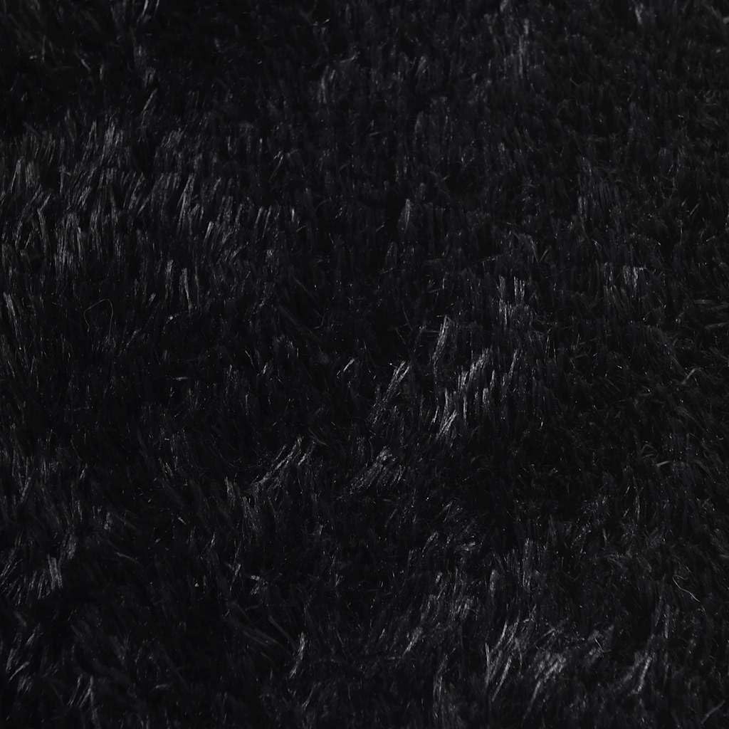 NAVARRA Tapis shaggy à poils longs, noir, 300 x 200 cm, ovale, en polyester, robuste, doux, moelleux, pour salon, chambre à coucher et bureau