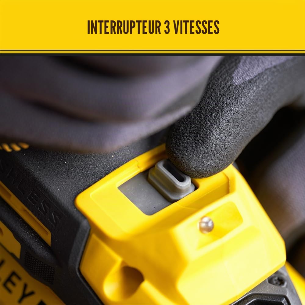 Stanley Clé de Impacto BRUSHLESS V20 Li-ION 18V 1/2" 949Nm, velocidad 0-400/1.200/2.000 RPM, impactos 0-2.600 ipm. Sin cargador/batería pour Pros et bricoleurs, idéal pour Bricolage fiable