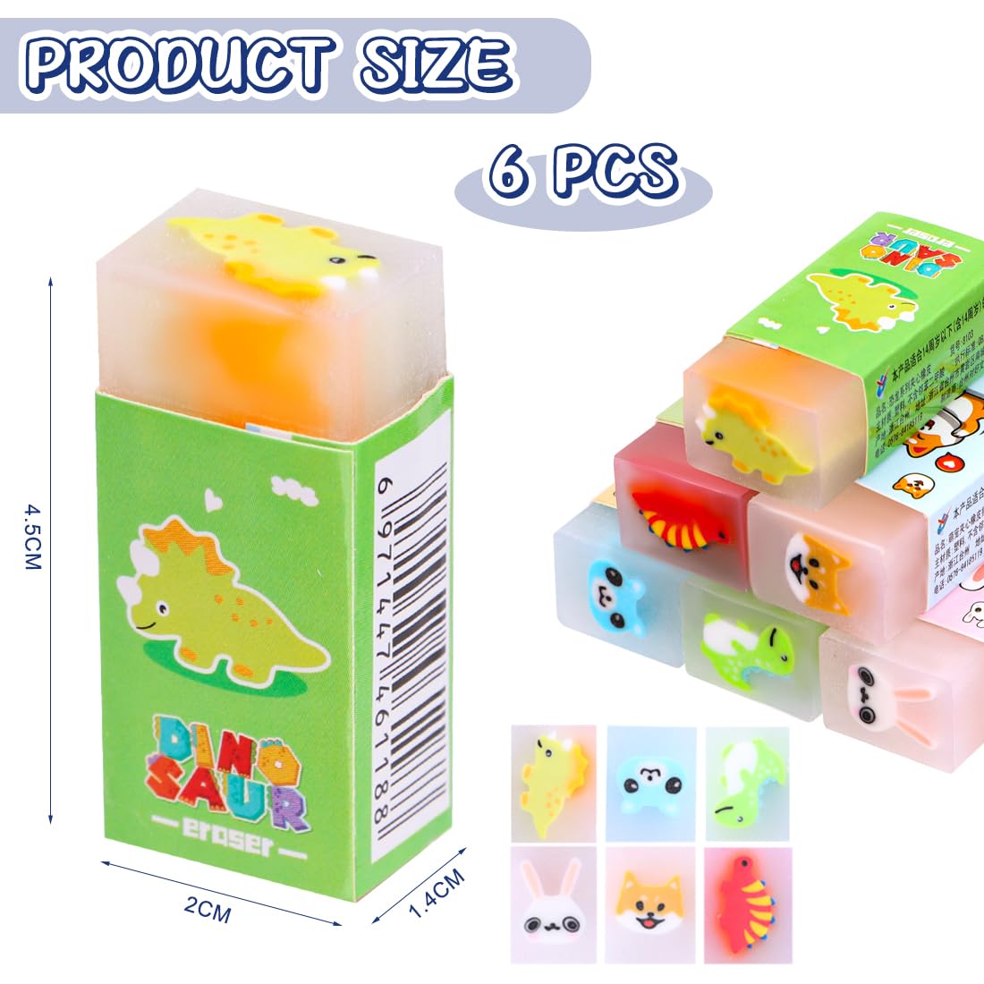 Gomma Profumata per Bambini - 6 Pezzi Gomme da Cancellare Divertenti e Colorate - Graziose Gommine per Scuola