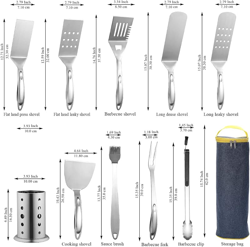 Berglander 10 részes rozsdamentes grillezés kiegészítő szett tartóval