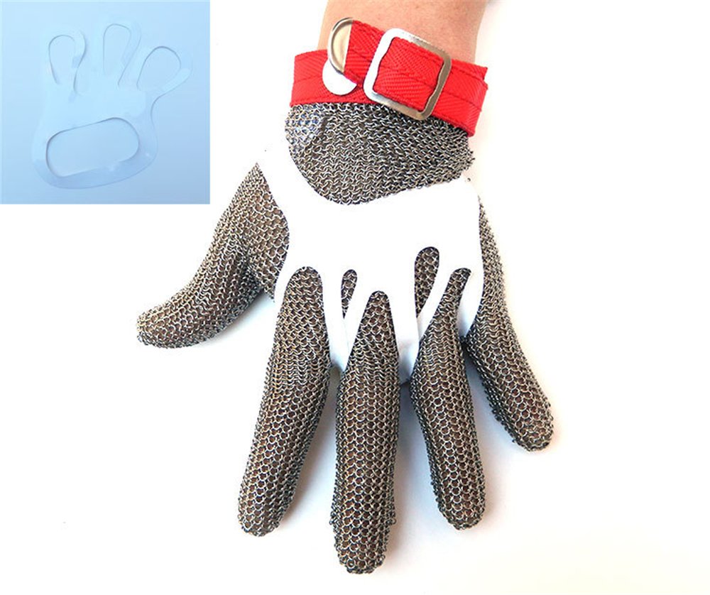 Inf-way 304L Brushed Stainless Steel Mesh Cut Resistant Chain Mail Gloves Kitchen Butcher Working Safety Glove 1pcs (Large) by Inf-way