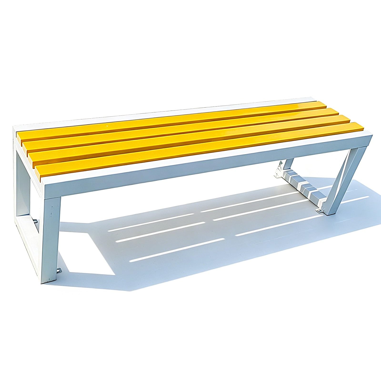 Banco Jardin Exterior Resistentes a la Intemperie Bancos de Jardín 2 Plazas Estructura de Acero Galvanizado Capacidad de Carga: 200 kg para Parques Plazas(White+Yellow,150x40x45cm)