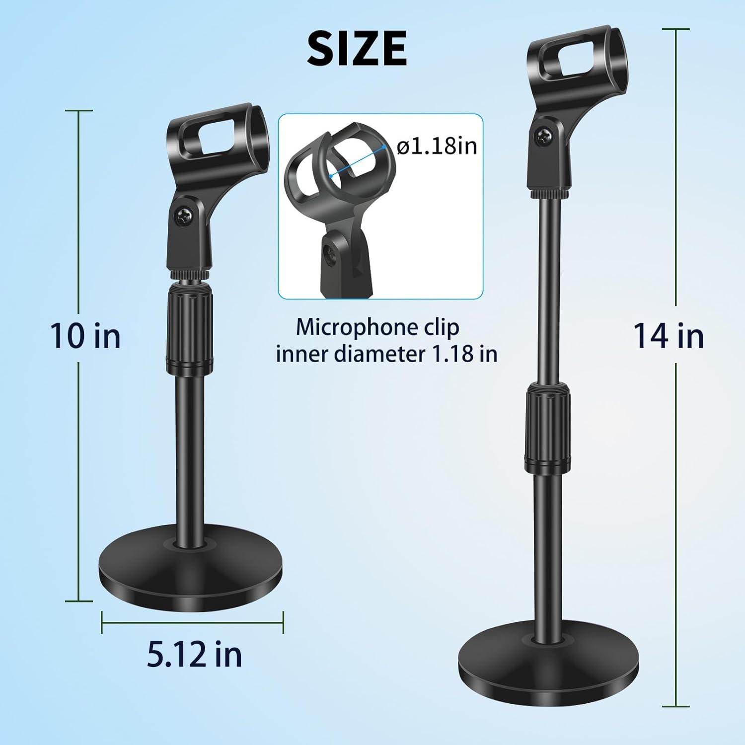 Desktop-Mikrofonständer aus Metall, verstellbare Halterung Tisch-Mikrofonständer mit Mikrofon für blauen Yeti Schneeball und andere Mikrofon-Clip (27,6 cm - 37,6 cm)