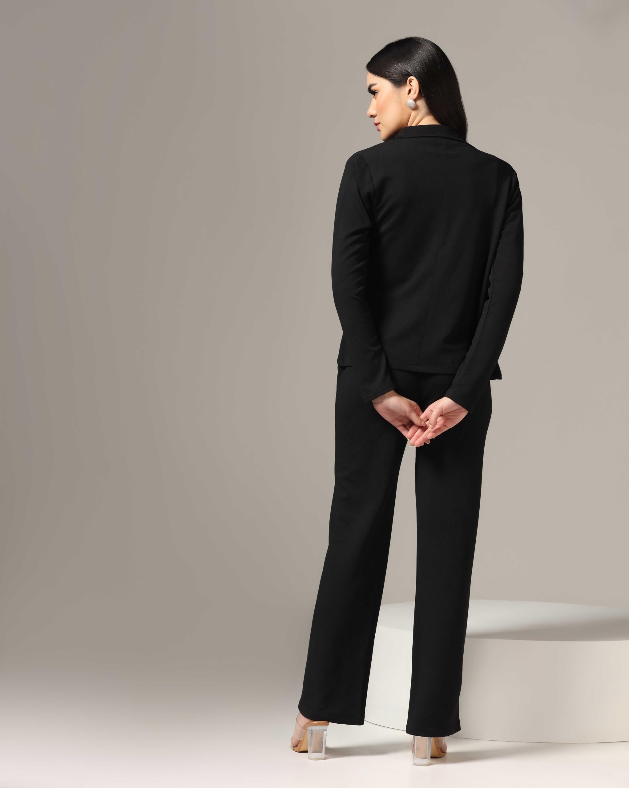 Om Sai Latest Creation Women's Lycra Open Front Dress (Oslc-W1856&W1857&Tr863_Black_L)