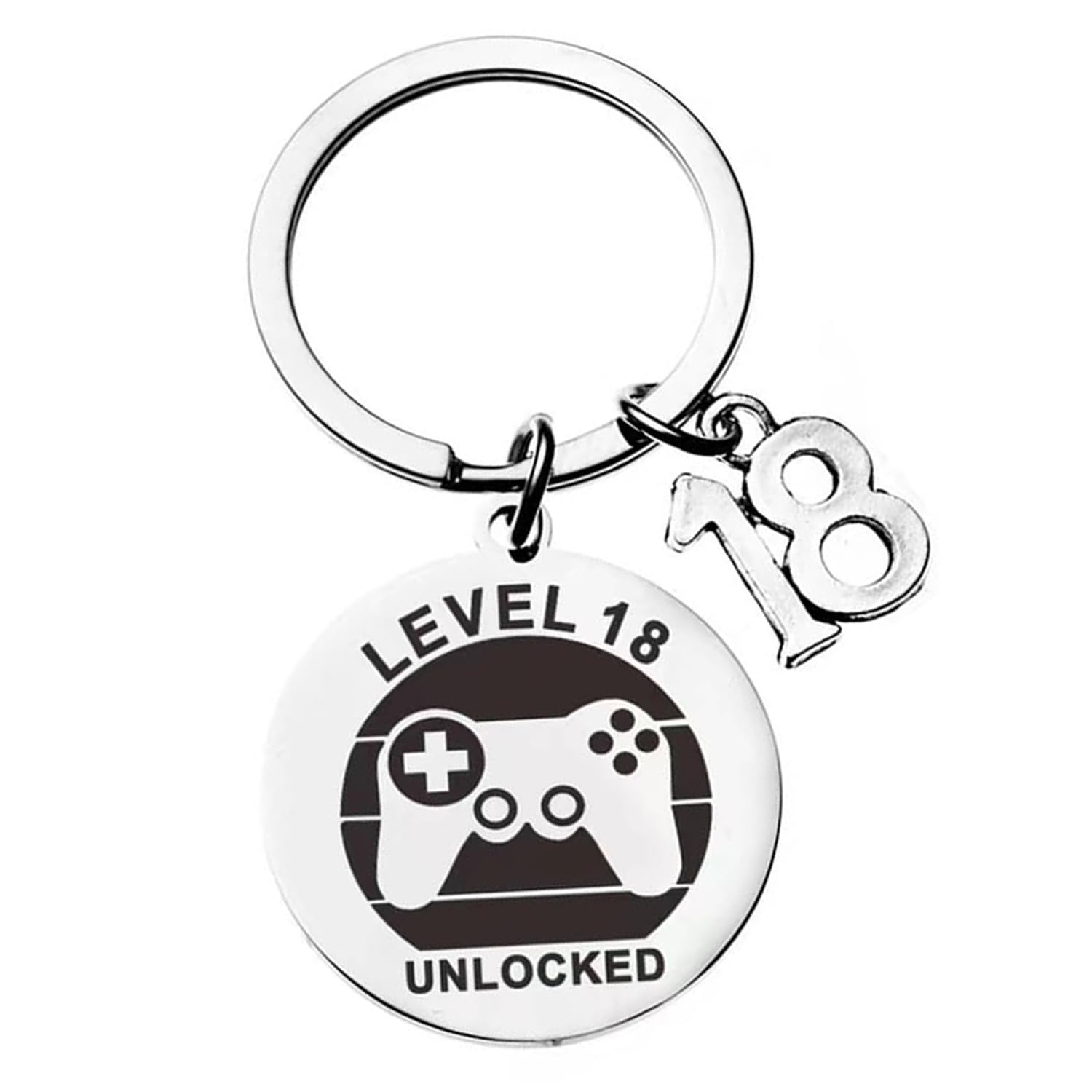 Weikang Unisex Kids Black 18Th Birthday Gifts For Boys, Stainless Steel Keepsake Keyring With Pendant, Gaming Engraved Keychain, For Birthdays,Souvenirs Keychains Gift,Funny Presents For Family And Best Friends