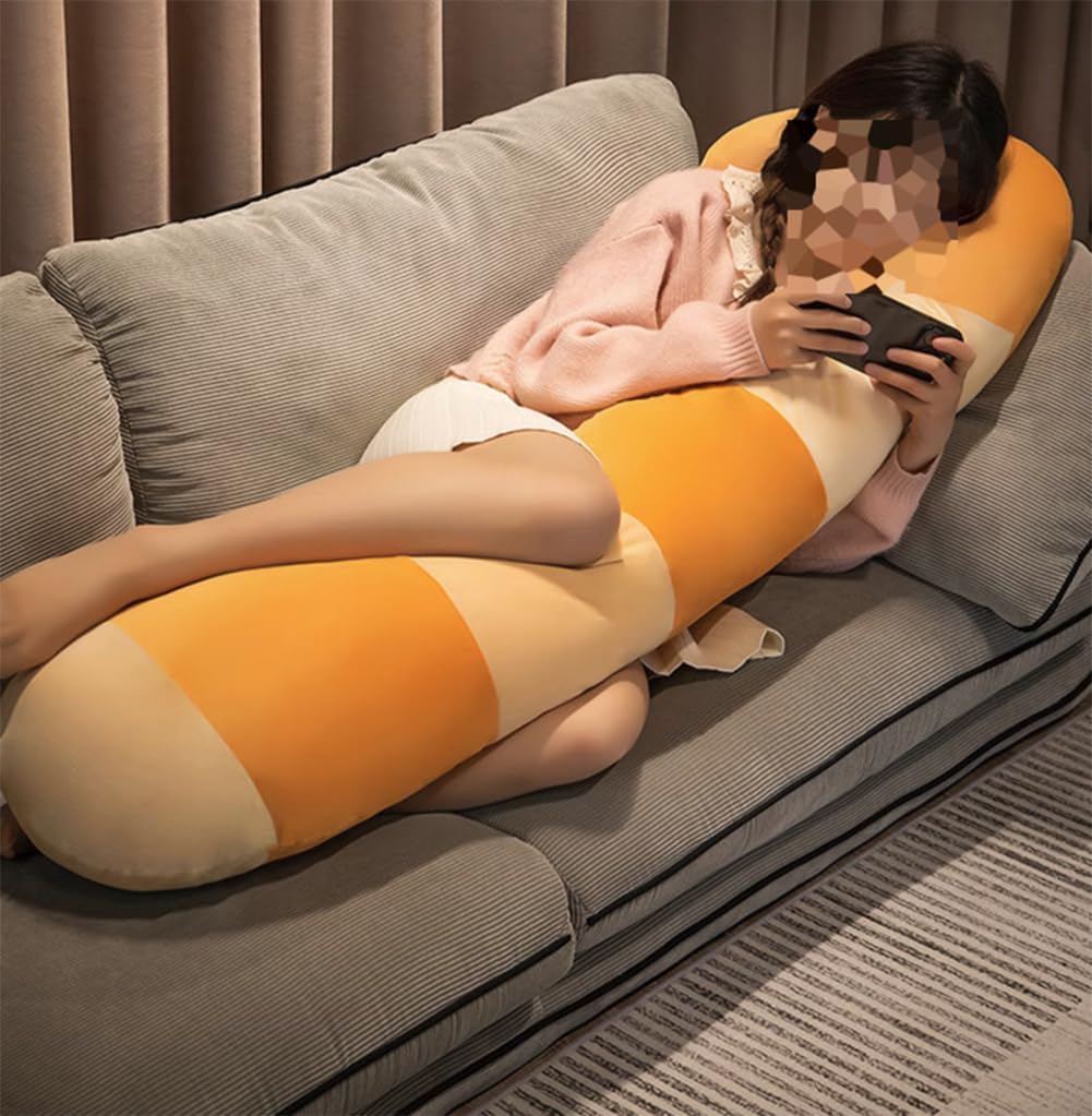 Bed Long Bolster Pillows Side Sleeping Plush Hugging Pillow Sofa Reading Resting Lumbar Support Pillow for Legs Knees (Pink, 90CM/35.43")