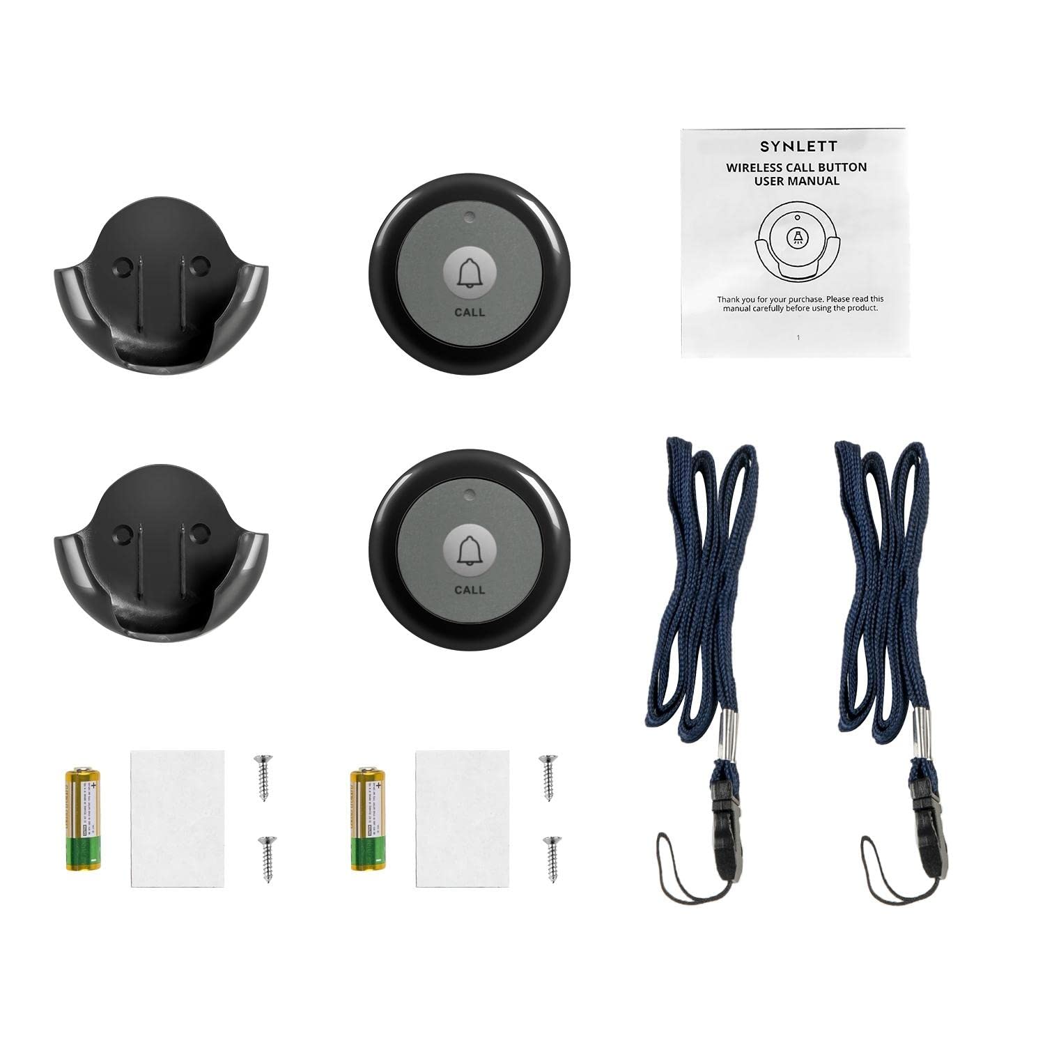 SYNLETT Wireless Call Buttons for Wireless Calling System Nurse Call System for Customer Elderly Seniors Residents Restaurant Clinic Nursing Home Care Facilities 2 PCS Black - Image 4