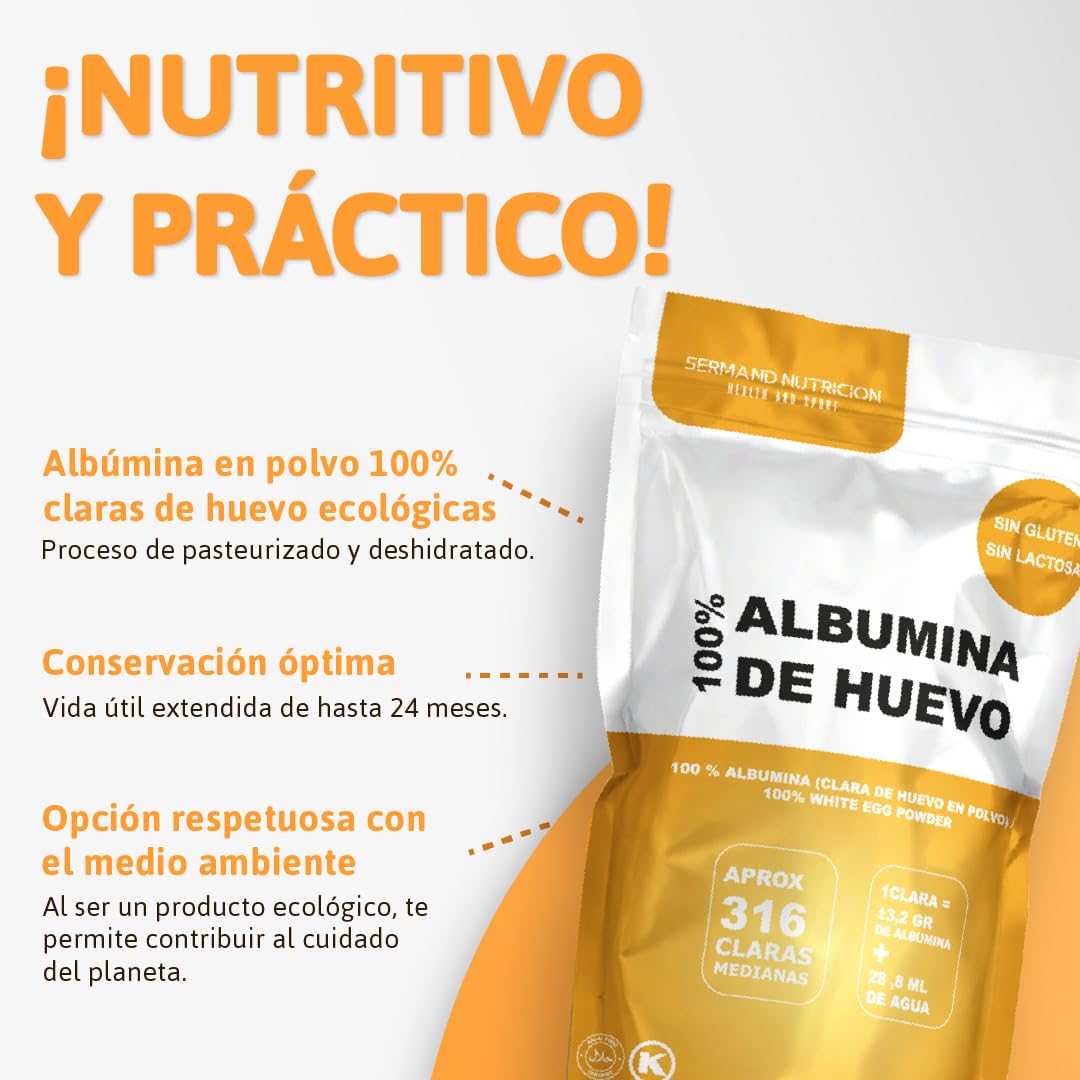 Clara de Huevo en Polvo Especial para Merengue 1Kg Huevos Pasteurizados Deshidratados Sin Aditivos Sin Lactosa Sin Gluten