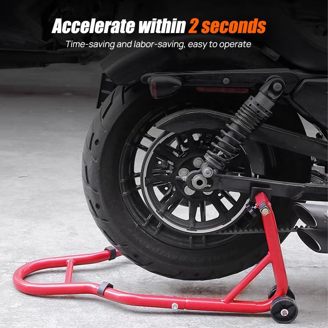 500KG Heavy-Duty Motorcycle Stand,Adjustable & Versatile Bike Stand with Moving Wheels,Paddock Rear Lift Carrier for Motorbikes, Suitable for Most Motorcycles (BLACK)