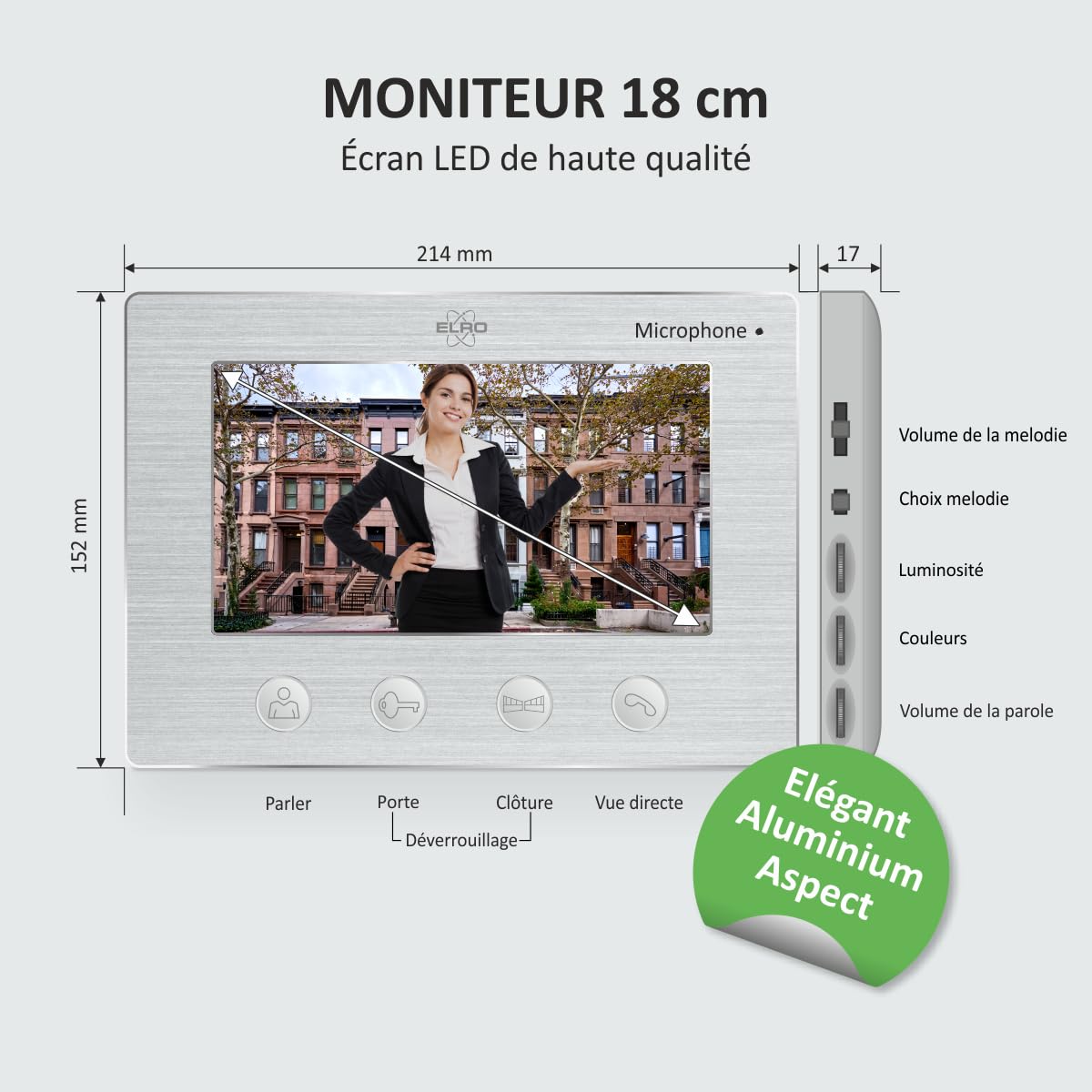 ELRO DV4000 Interphone Vidéo │ Caméra 1080P Full HD avec Vision Nocturne │ Câble à 4 Fils │ 16 Sonneries