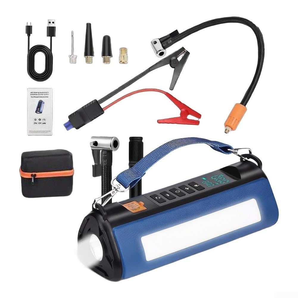 Arrancador de salto de 6000 mAh con compresor de aire de 12 V para coche (8400 mAh)