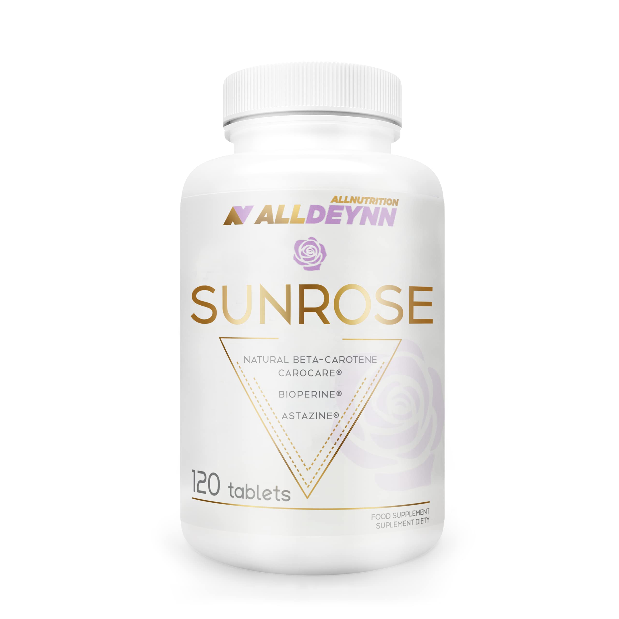 ALLDEYNN Sunrose Tanning Food Supplement with Natural Beta Carotene MicroAlgae for Better Skin Condition Even Pigmentation UV Protection Antioxidant Properties 120 Tablets